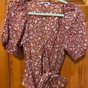 Madewell puff sleeve wrap shirt